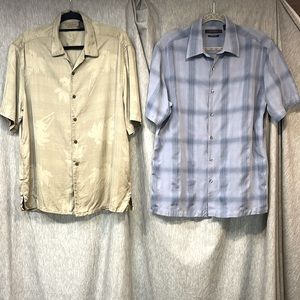 AXIST 2 for 1 Green 100% Silk and Blue mix material Short Sleeve Casual Dress